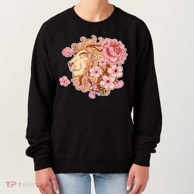 Zodiac Leo Lion with Japanese Cherry Blossoms Women's Sweatshirt