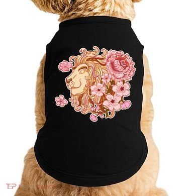 Zodiac Leo Lion with Japanese Cherry Blossoms Doggie Tank