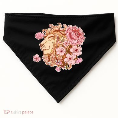 Zodiac Leo Lion with Japanese Cherry Blossoms USA-Made Doggie Bandana