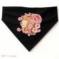 Zodiac Leo Lion with Japanese Cherry Blossoms USA-Made Doggie Bandana thumb 0