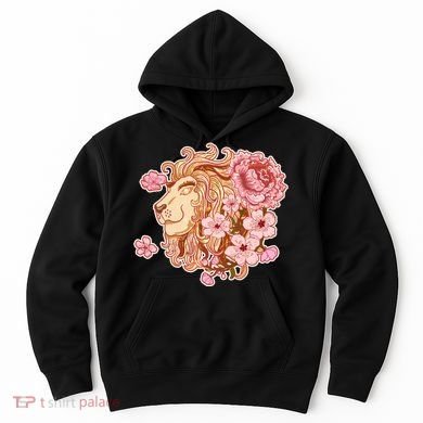 Zodiac Leo Lion with Japanese Cherry Blossoms Hoodie
