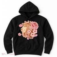 Zodiac Leo Lion with Japanese Cherry Blossoms Hoodie thumb 0