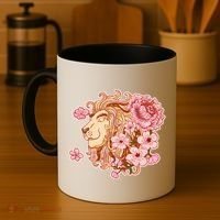 Zodiac Leo Lion with Japanese Cherry Blossoms Coffee Mug thumb 4