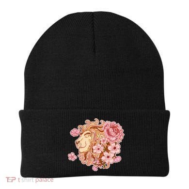 Zodiac Leo Lion with Japanese Cherry Blossoms Beanie