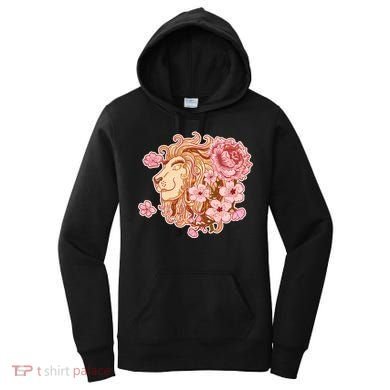 Zodiac Leo Lion with Japanese Cherry Blossoms Women's Hoodie