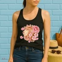 Zodiac Leo Lion with Japanese Cherry Blossoms Women's Tank Top thumb 2