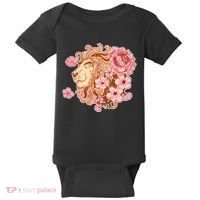 Zodiac Leo Lion with Japanese Cherry Blossoms Baby Bodysuit thumb 0