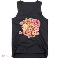 Zodiac Leo Lion with Japanese Cherry Blossoms Tank Top thumb 0