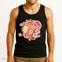 Zodiac Leo Lion with Japanese Cherry Blossoms Tank Top thumb 3