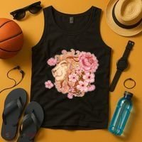 Zodiac Leo Lion with Japanese Cherry Blossoms Tank Top thumb 4