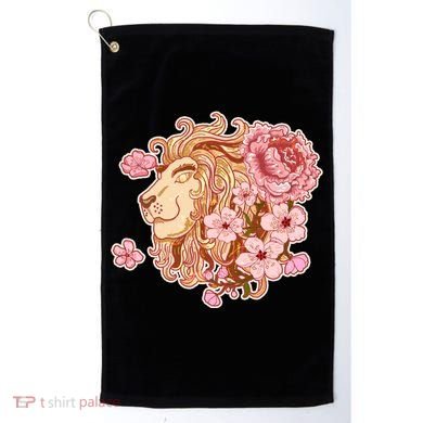 Zodiac Leo Lion with Japanese Cherry Blossoms Golf Towel