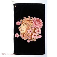 Zodiac Leo Lion with Japanese Cherry Blossoms Golf Towel thumb 0