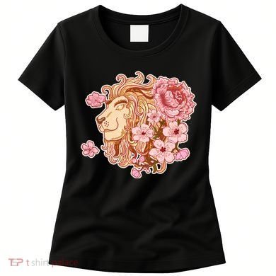 Zodiac Leo Lion with Japanese Cherry Blossoms Women's T-Shirt