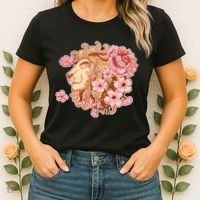 Zodiac Leo Lion with Japanese Cherry Blossoms Women's T-Shirt thumb 2