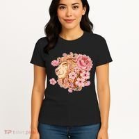 Zodiac Leo Lion with Japanese Cherry Blossoms Women's T-Shirt thumb 4