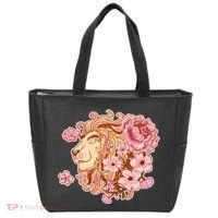 Zodiac Leo Lion with Japanese Cherry Blossoms Tote Bag thumb 0