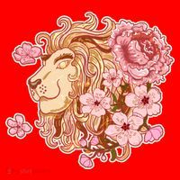 Zodiac Leo Lion with Japanese Cherry Blossoms Santa Hat thumb 1