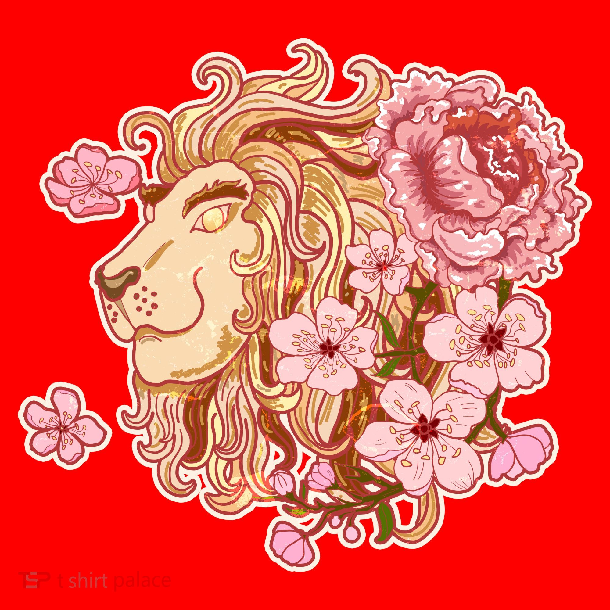 Zodiac Leo Lion with Japanese Cherry Blossoms Santa Hat