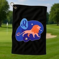 Zodiac Leo Simple Lion Golf Towel thumb 1