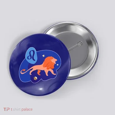 Zodiac Leo Simple Lion Button
