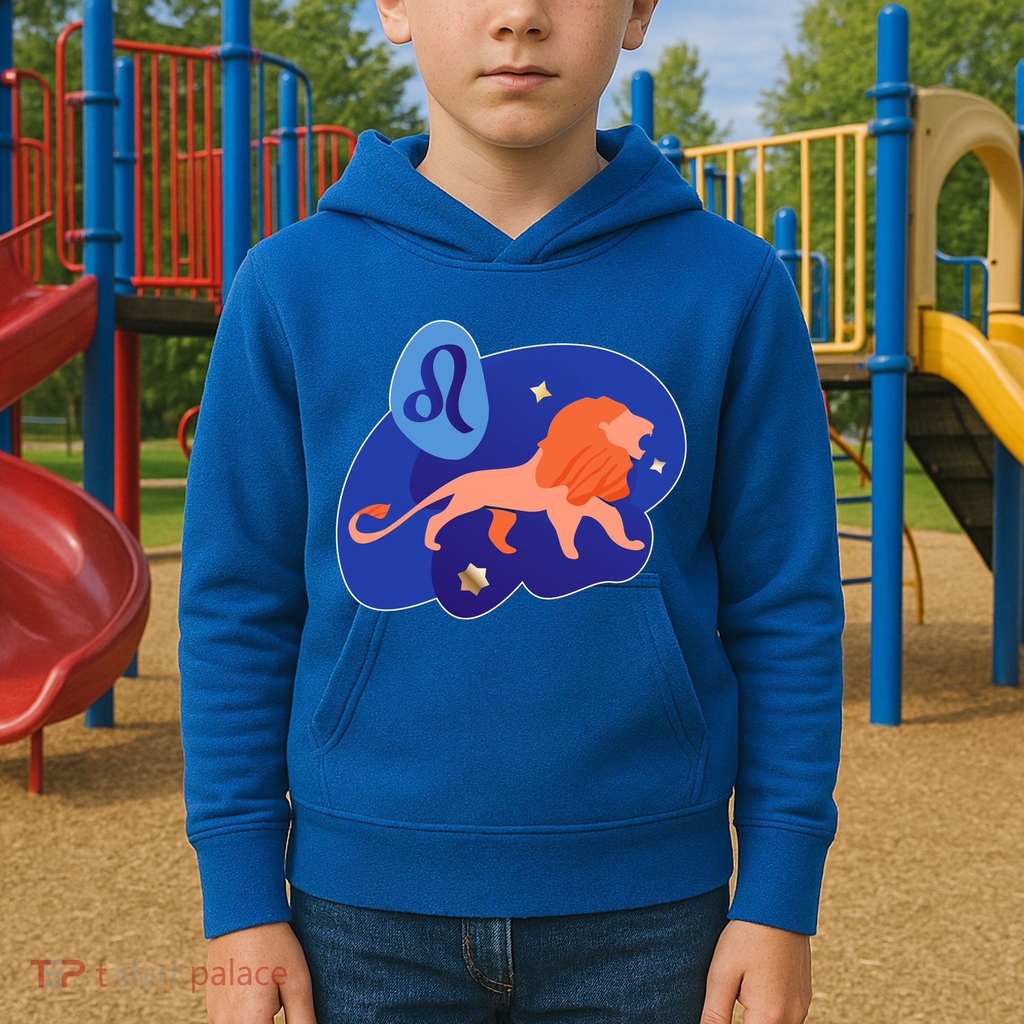 Zodiac Leo Simple Lion Kids Hoodie