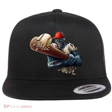 Zombie Baseball Batter Flat Bill Trucker Hat