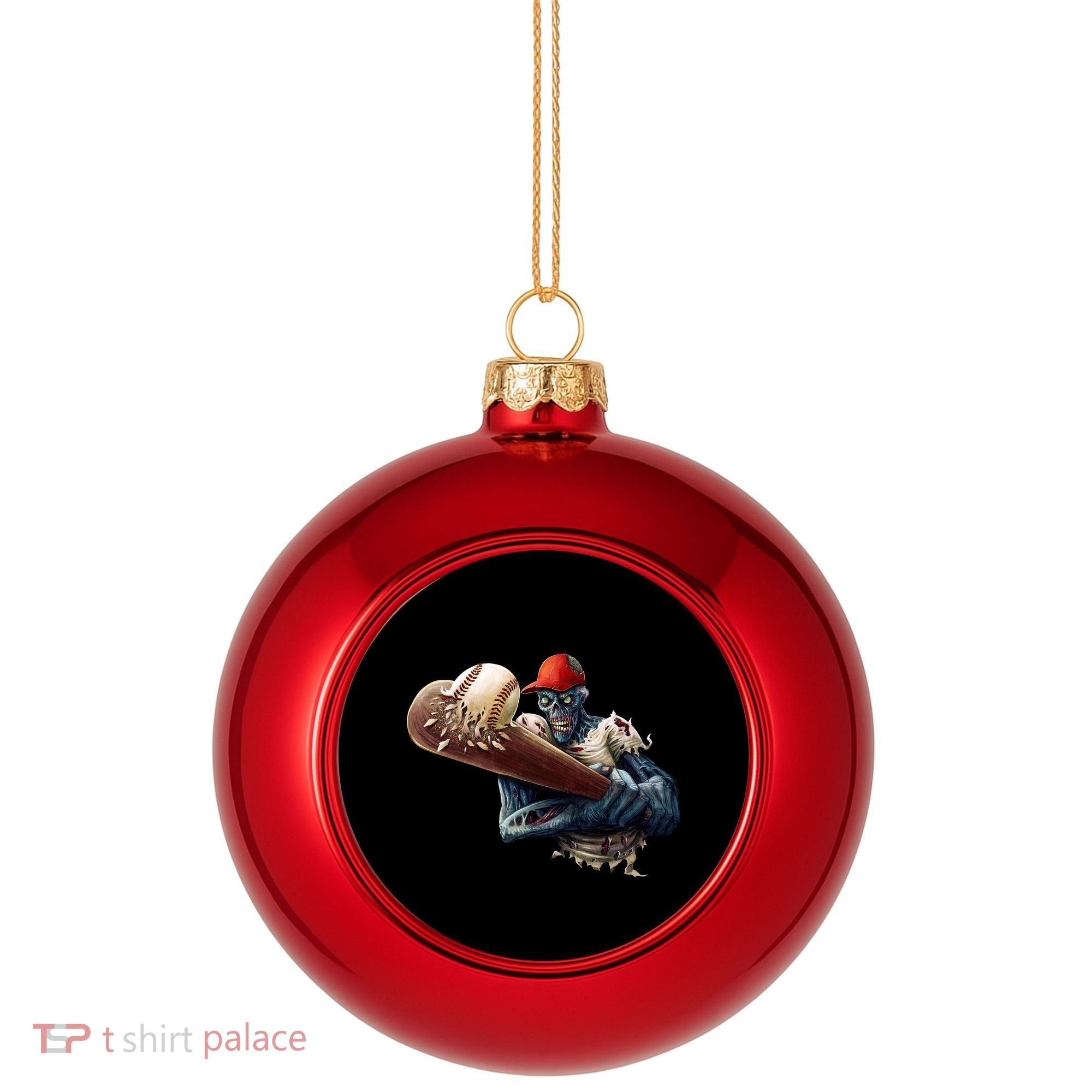 Zombie Baseball Batter Plastic Christmas Ball Ornament