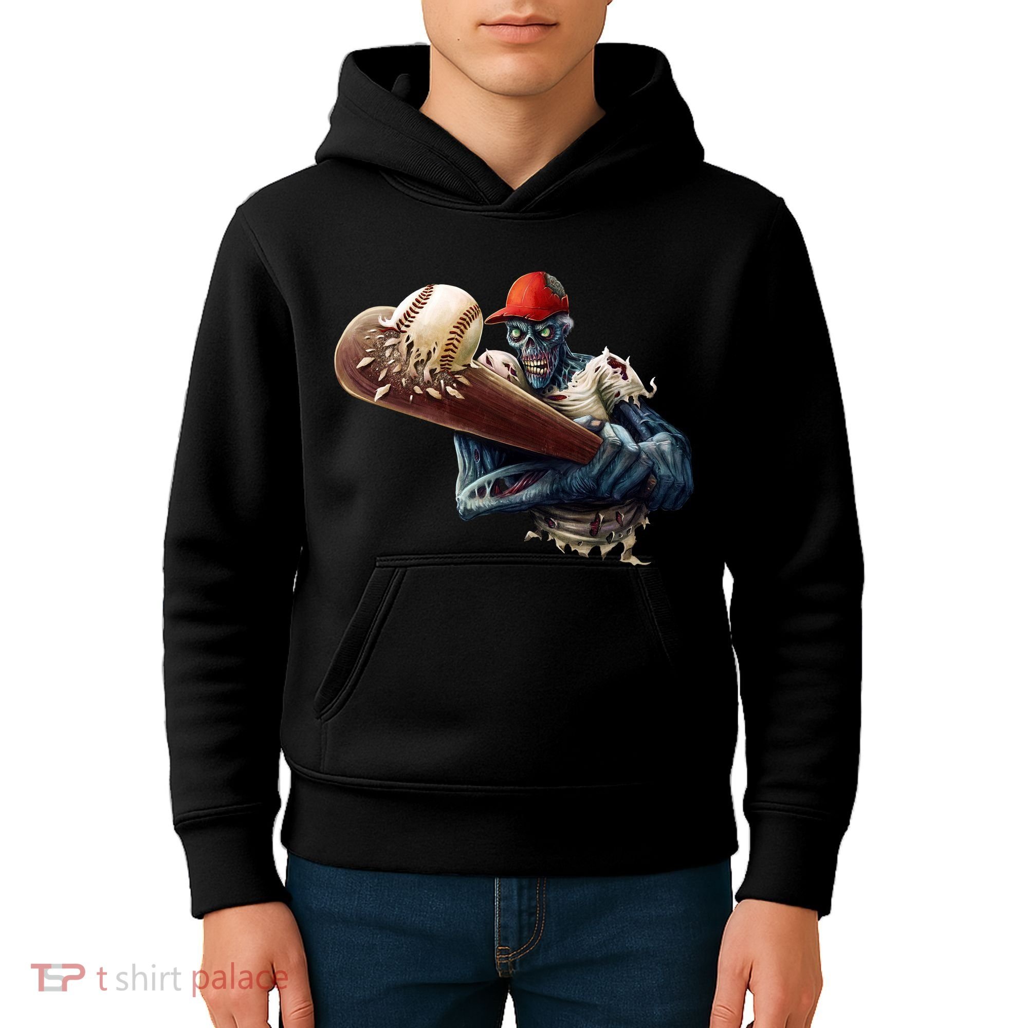 Zombie Baseball Batter Kids Hoodie