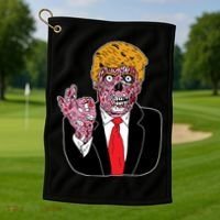 Zombie Donald Trump Funny Halloween Golf Towel thumb 1
