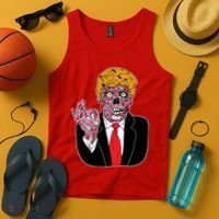 Zombie Donald Trump Funny Halloween Tank Top thumb 4