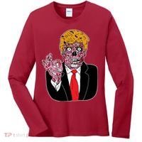 Zombie Donald Trump Funny Halloween Women's Long Sleeve Shirt thumb 0