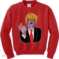 Zombie Donald Trump Funny Halloween Kids Sweatshirt thumb 0