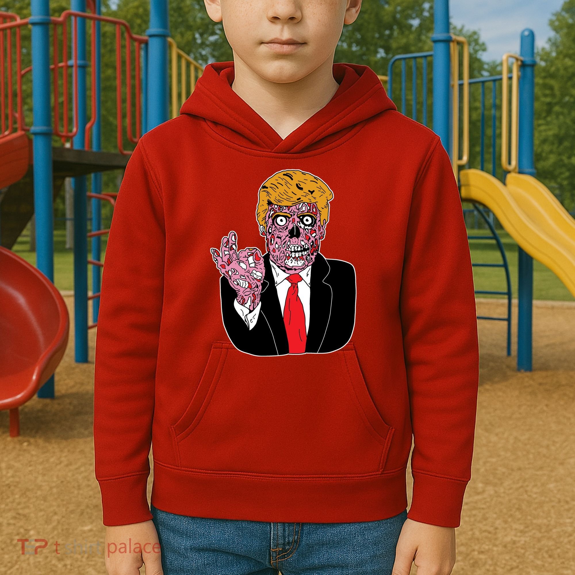Zombie Donald Trump Funny Halloween Kids Hoodie