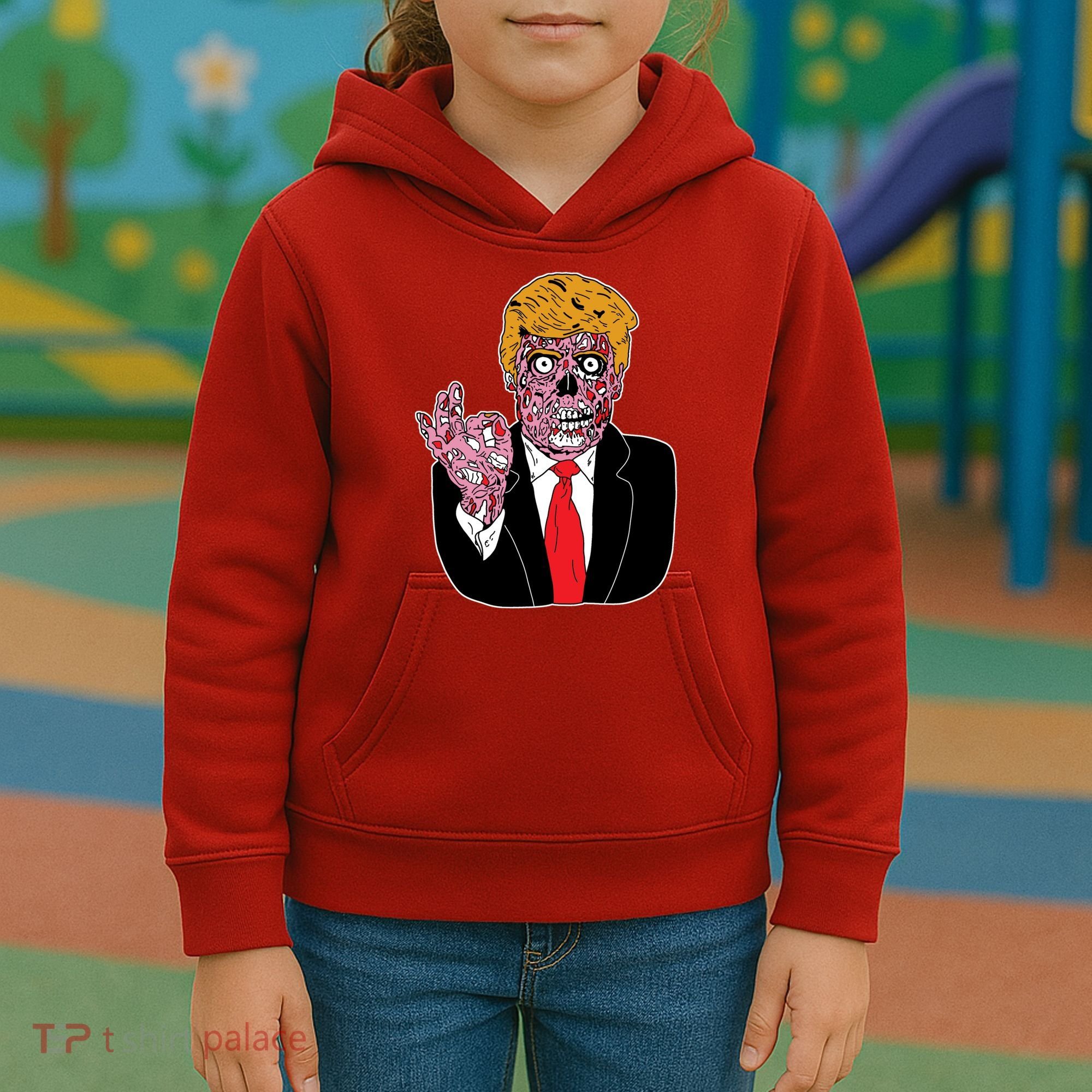 Zombie Donald Trump Funny Halloween Kids Hoodie