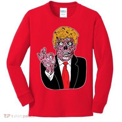 Zombie Donald Trump Funny Halloween Kids Long Sleeve Shirt