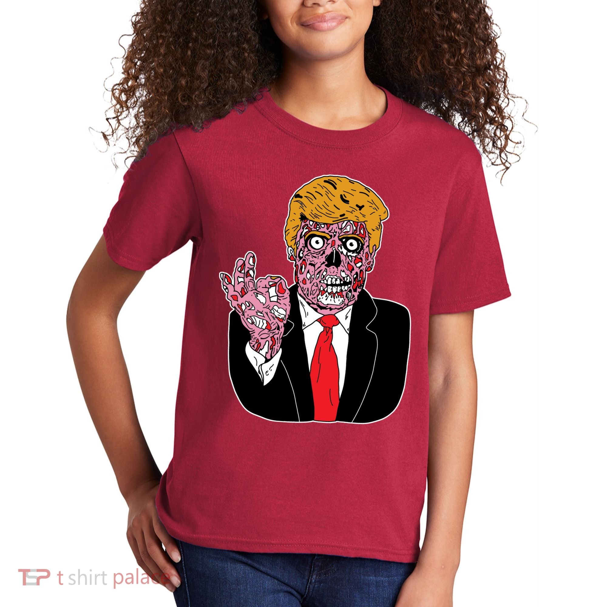 Zombie Donald Trump Funny Halloween Kids T-Shirt