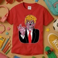 Zombie Donald Trump Funny Halloween Kids T-Shirt thumb 3