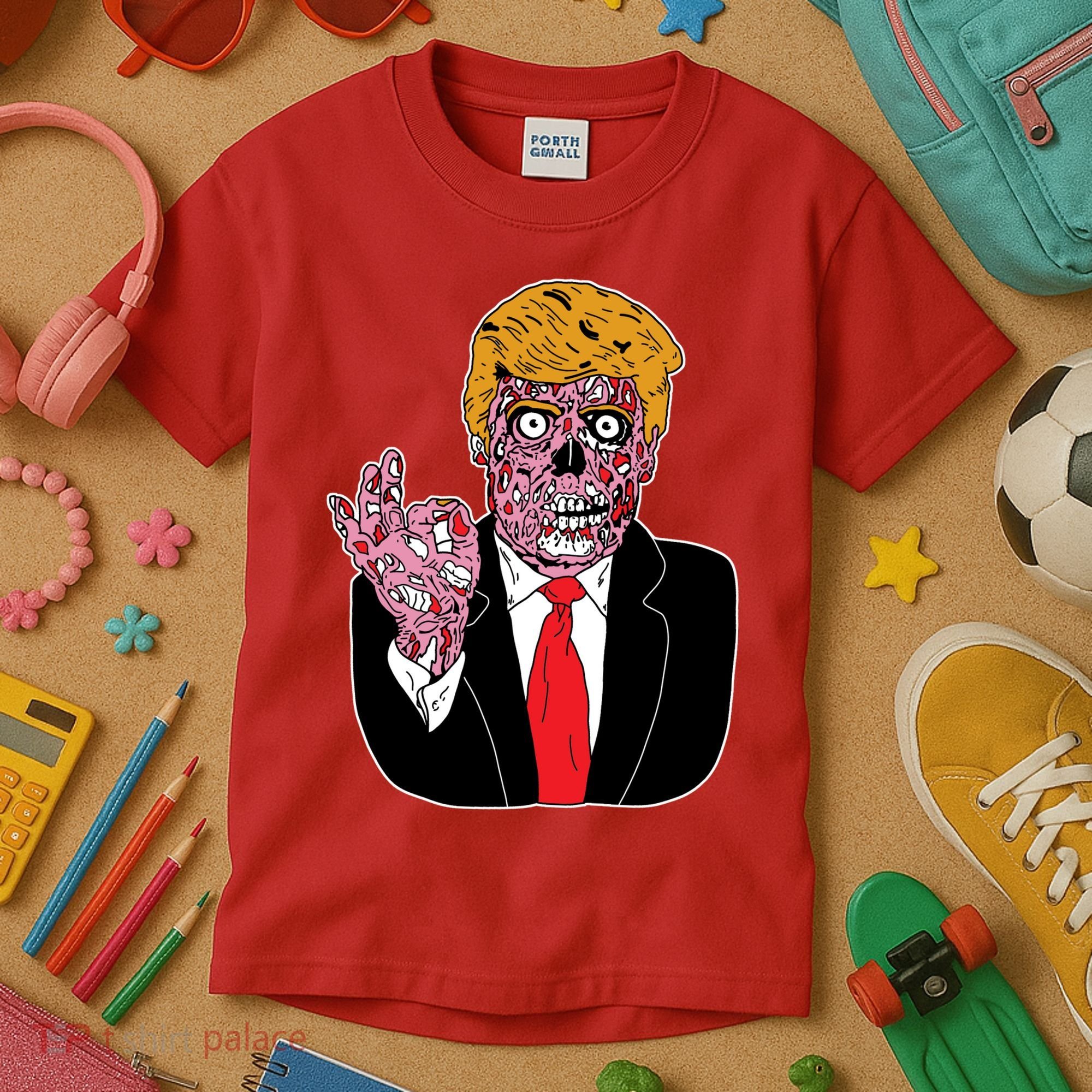 Zombie Donald Trump Funny Halloween Kids T-Shirt