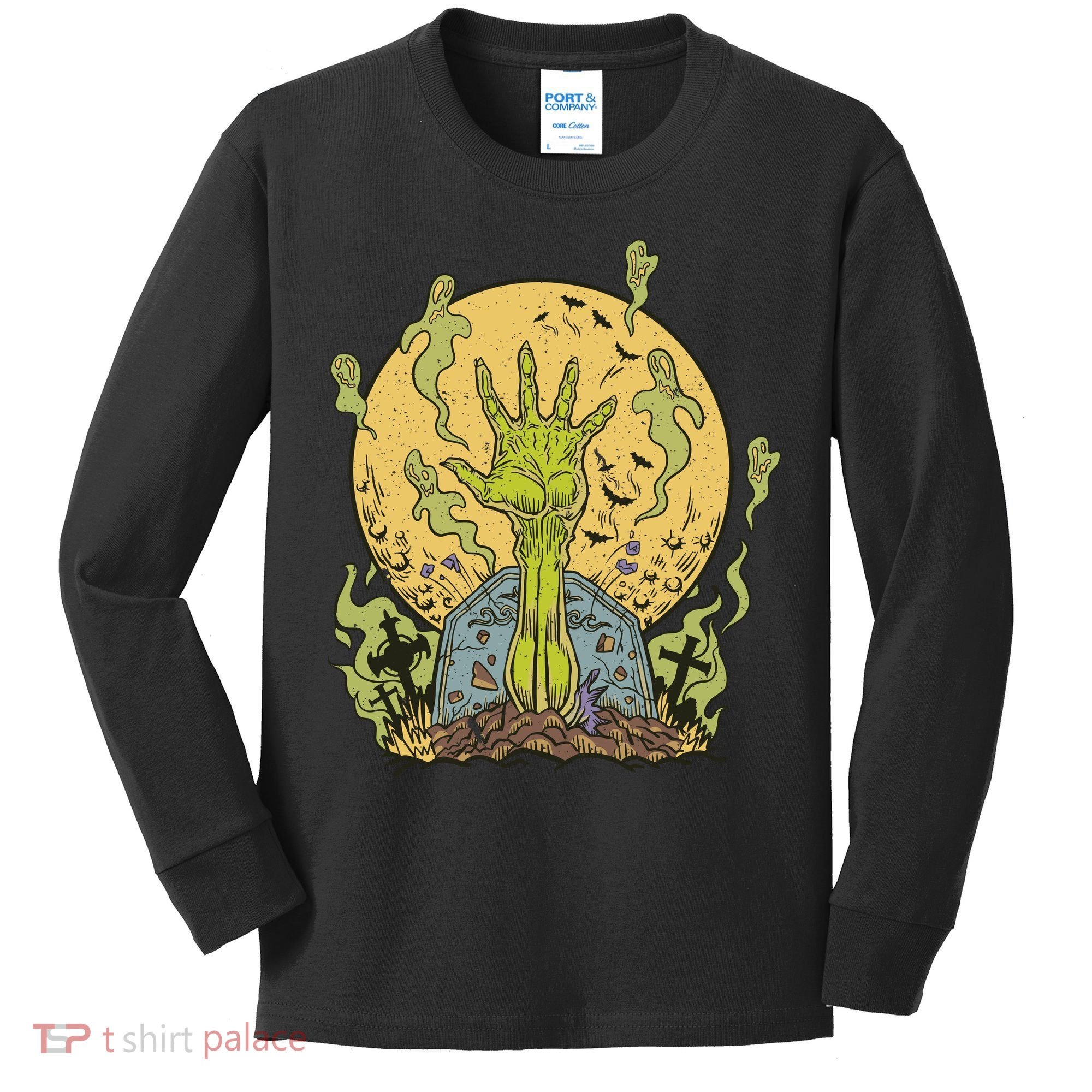 Zombie Hand Ghost Graveyard Kids Long Sleeve Shirt