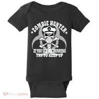 Zombie Hunter See Me Running Keep Up Baby Bodysuit thumb 0