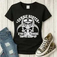 Zombie Hunter See Me Running Keep Up Women's T-Shirt thumb 3
