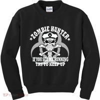 Zombie Hunter See Me Running Keep Up Kids Sweatshirt thumb 0