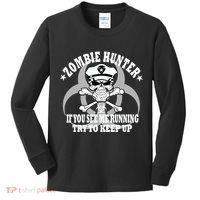 Zombie Hunter See Me Running Keep Up Kids Long Sleeve Shirt thumb 0