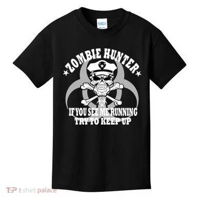 Zombie Hunter See Me Running Keep Up Kids T-Shirt