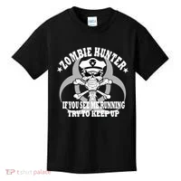 Zombie Hunter See Me Running Keep Up Kids T-Shirt thumb 0