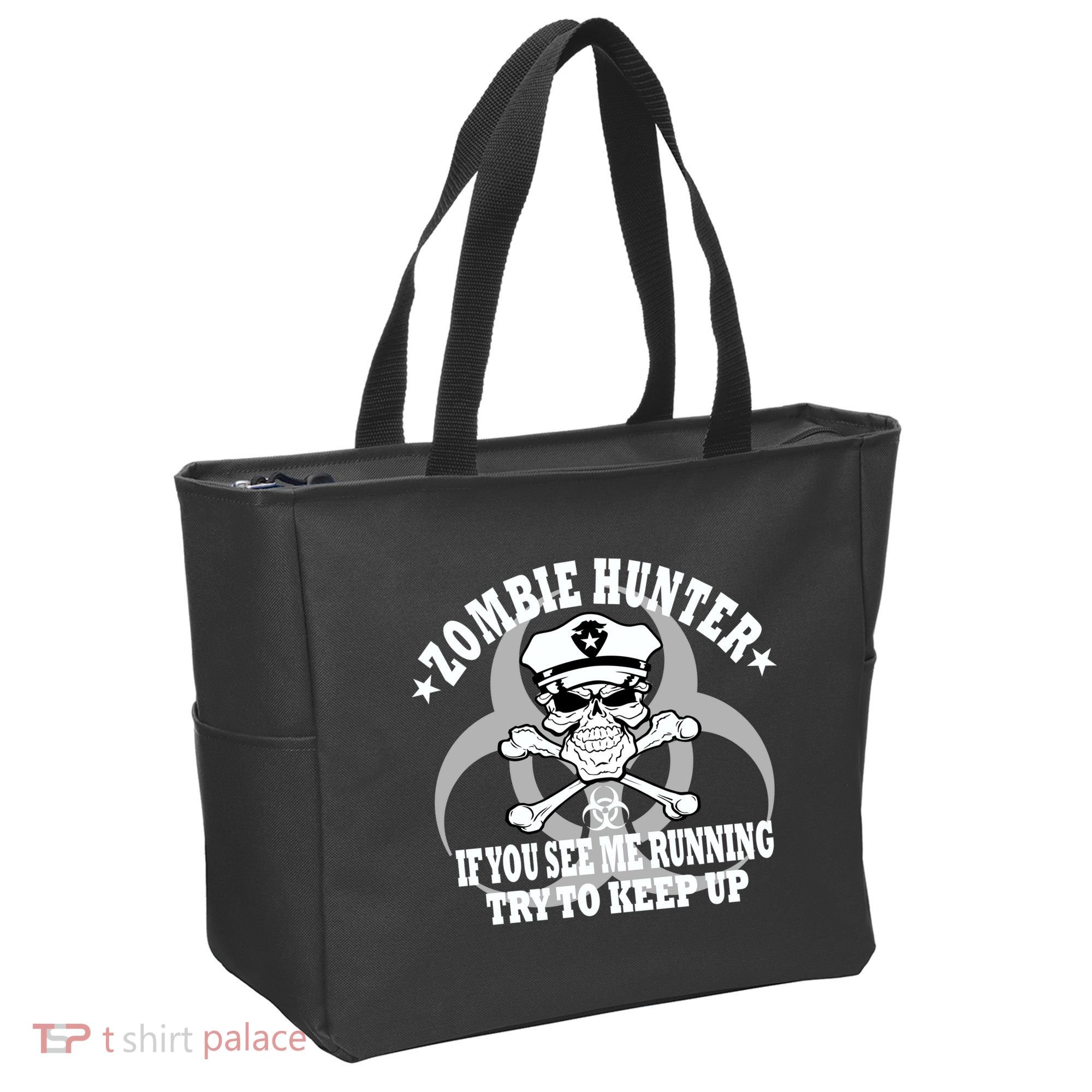Zombie Hunter See Me Running Keep Up Tote Bag