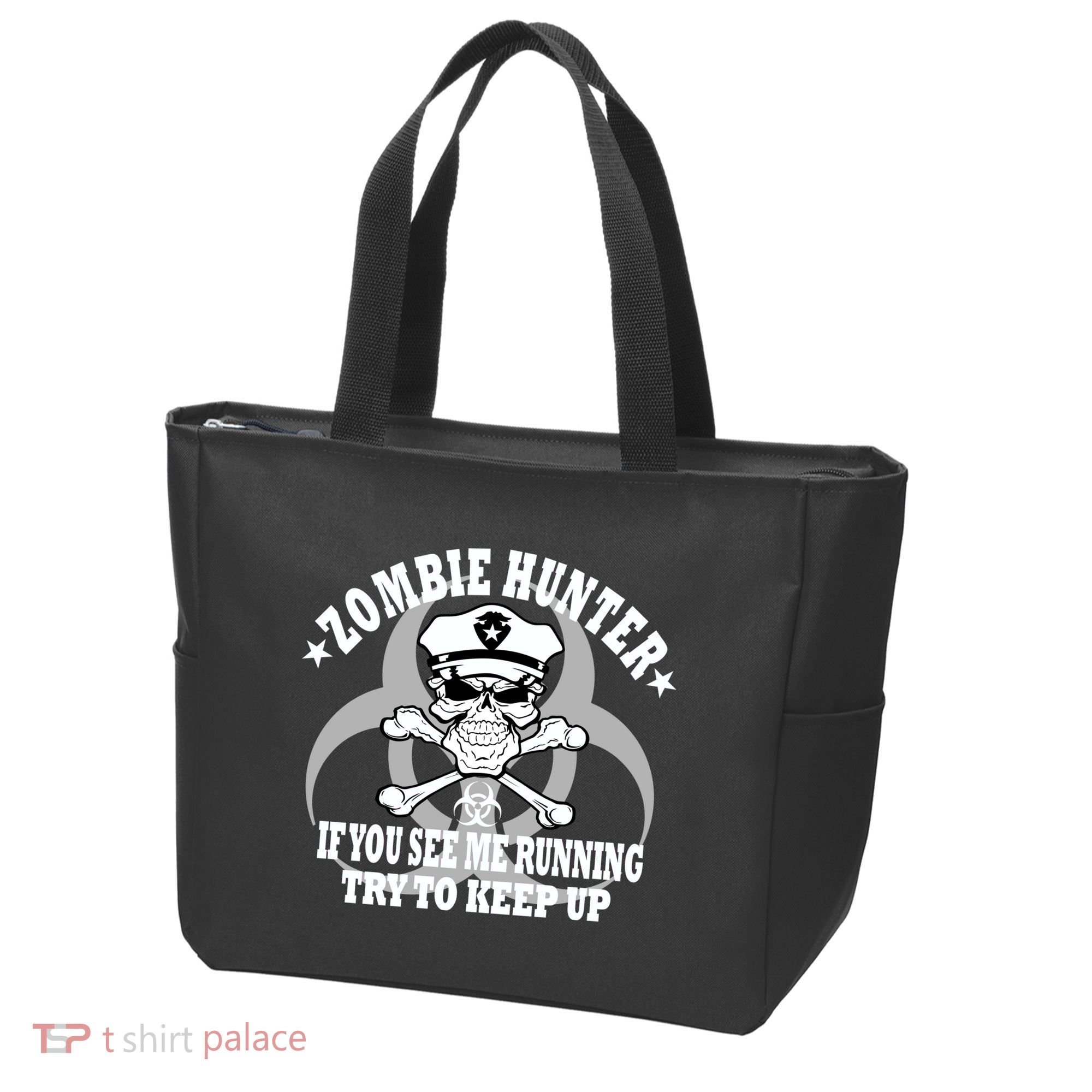 Zombie Hunter See Me Running Keep Up Tote Bag