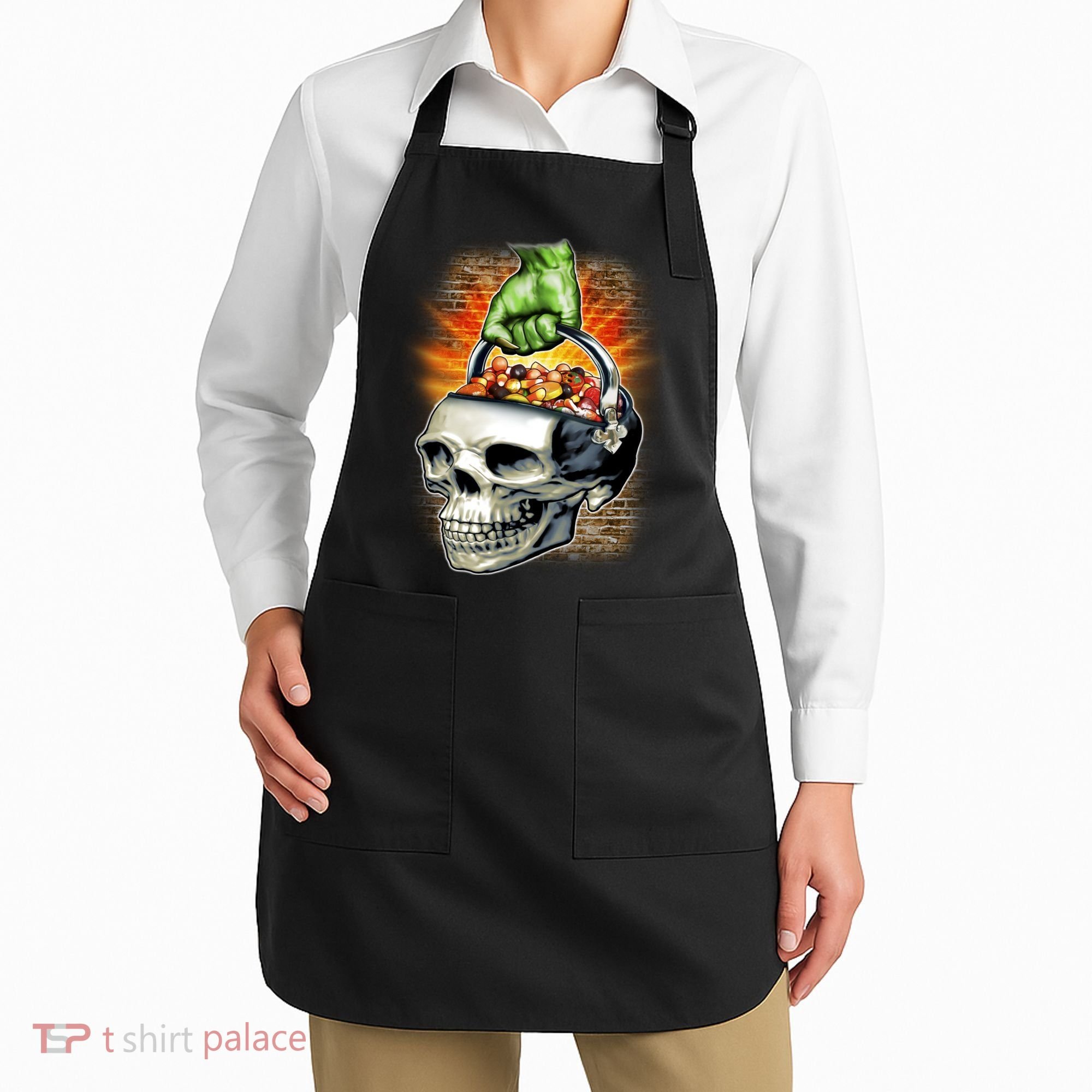 Zombie Skull Candy Bucket Apron