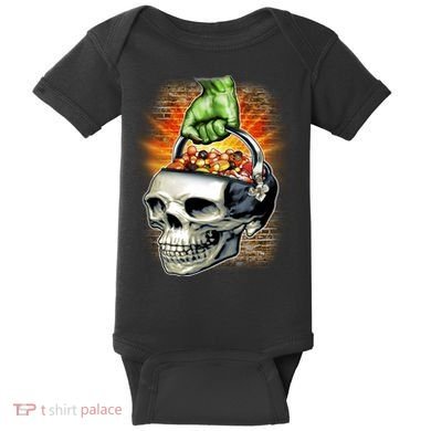 Zombie Skull Candy Bucket Baby Bodysuit