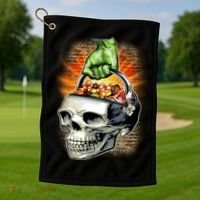 Zombie Skull Candy Bucket Golf Towel thumb 1